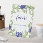 Chic Waterercolor Blueberries Grüne Blätter Favori Sockelschild (In SItu)