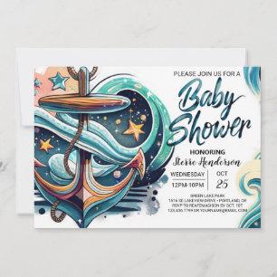 Chic Waves Anchor Baby Dusche Einladung