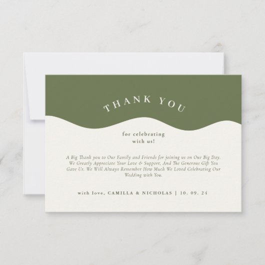 Chic Wavy Muster Hochzeit Danke Karte (Vorderseite)