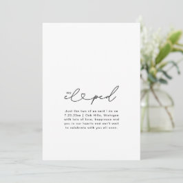 Chic We Eloped Script Heart Wedding Foto Card Einladung