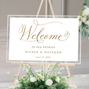 Chic Wedding Begrüßung Weiß und Gold Akryllische Z Acrylschild