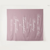 Chic Wedding Bride Groom Names Dusty Pink Hintergr Wandteppich (Vorderseite (Horizontal))
