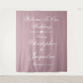 Chic Wedding Bride Groom Names Dusty Pink Hintergr Wandteppich