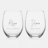 Chic Wedding Bridesmaid Trauzeugin Weinglas Ohne Stiel (Vorderseite)