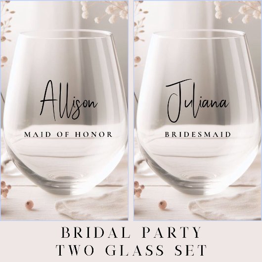 Chic Wedding Bridesmaid Trauzeugin Weinglas Ohne Stiel