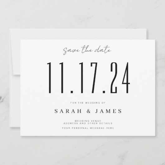 Chic Wedding Date Nicht-Foto Save the Date (Vorderseite)