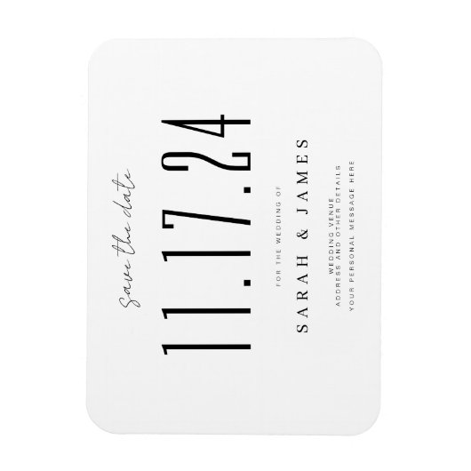 Chic Wedding Date Nicht-Foto Save the Date Magnet (Vertikal)