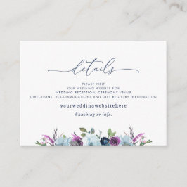 Chic Wedding Details / Website Lila, Blue Floral Begleitkarte