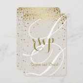 Chic Wedding Einladung | Gold Confetti Herz UAWG (Vorne/Hinten)
