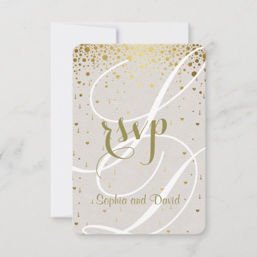 Chic Wedding Einladung | Gold Confetti Herz UAWG (Vorderseite)