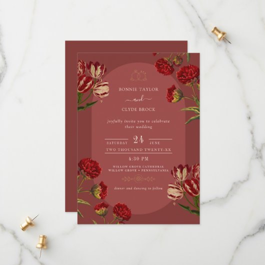 Chic Wedding Einladung mit kleinem Detail (Vorderseite/Rückseite Beispiel)