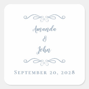 Chic Wedding Envelope Favor Dusty Blue Vielen Dank Quadratischer Aufkleber