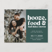 Chic Wedding Foto Green Save the Date Ankündigungspostkarte (Vorderseite)