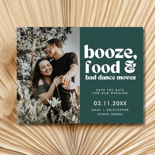 Chic Wedding Foto Green Save the Date Ankündigungspostkarte