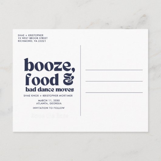 Chic Wedding Foto Save the Date Ankündigungspostkarte (Rückseite)