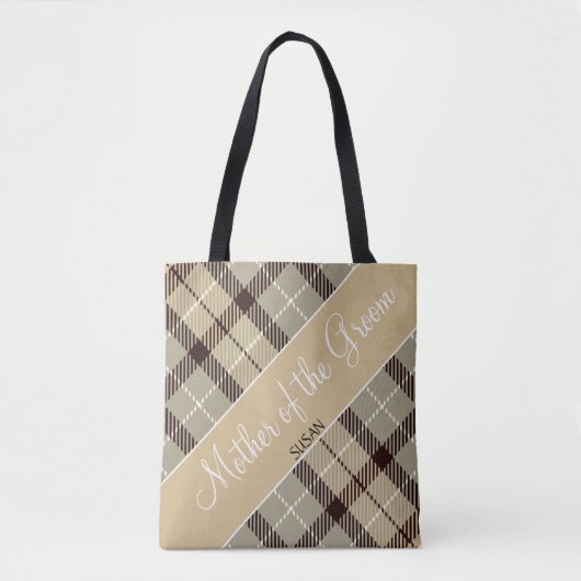 Chic Wedding Geschenk Graue Tartan Mutter des Grau Tasche (Vorderseite)