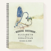 Chic Wedding Guestbook Dragonfly Paating Liebe Her Notizblock (Vorderseite)