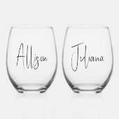 Chic Wedding Junggeselinnen-Abschied Weinglas Ohne Stiel (Vorderseite)