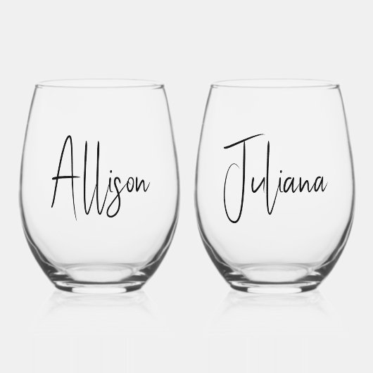 Chic Wedding Junggeselinnen-Abschied Weinglas Ohne Stiel (Vorderseite)