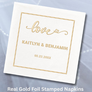 Chic Wedding Liebe & a Heart Foil gestempelte Napk Servietten Mit Folie