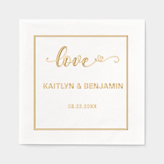 Chic Wedding Liebe & a Heart Foil gestempelte Napk Servietten Mit Folie (Vorderseite)