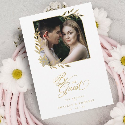 Chic Wedding Luxury Golden Branches Frame Foto