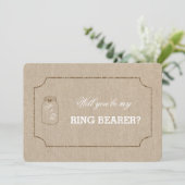 Chic Wedding Mason Jar Linen Leinwand RING BEARER Einladung (Stehend Vorderseite)