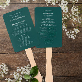 Chic Wedding Modern Zeremonie Emerald Green Progra Fächer