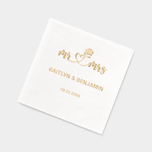 Chic Wedding Mr. & Mrs. Gold Foil gestanzt Napkins Servietten Mit Folie (Links)