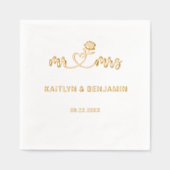 Chic Wedding Mr. & Mrs. Gold Foil gestanzt Napkins Servietten Mit Folie (Vorderseite)
