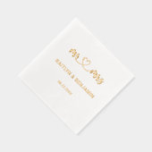 Chic Wedding Mr & Mrs Real Gold Servietten Mit Folie (Rechts)