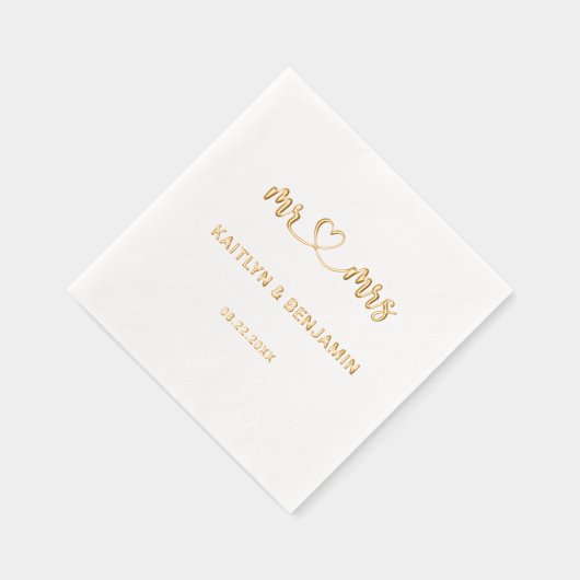 Chic Wedding Mr & Mrs Real Gold Servietten Mit Folie (Rechts)