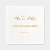 Chic Wedding Mr & Mrs Real Gold Servietten Mit Folie (Vorderseite)