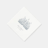 Chic Wedding Napkins | Chateau Venue Sketch Serviette (Ecke)