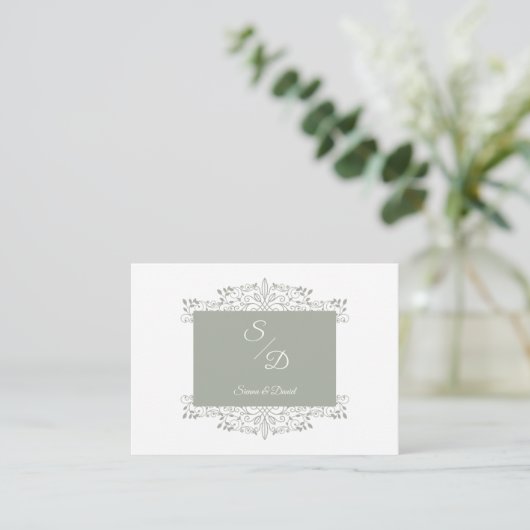 Chic Wedding Ornamental Initials Coronavirus Begleitkarte (Stehend Vorderseite)