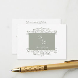 Chic Wedding Ornamental Initials Coronavirus Begleitkarte