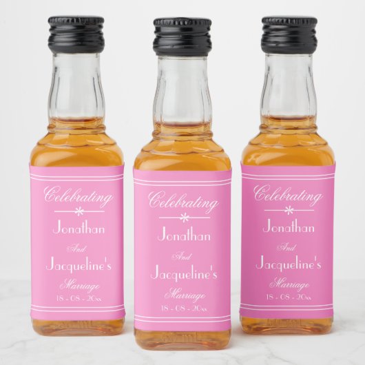 Chic Wedding Personalisiert Names Niedlich Pink Mi Alkoholflaschenetikett (Flaschen)