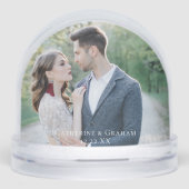 Chic Wedding Photo with White Script Overlay Schneekugeln (Vorderseite)