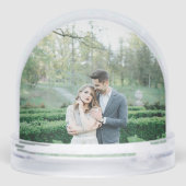 Chic Wedding Photo with White Script Overlay Schneekugeln (Rückseite)