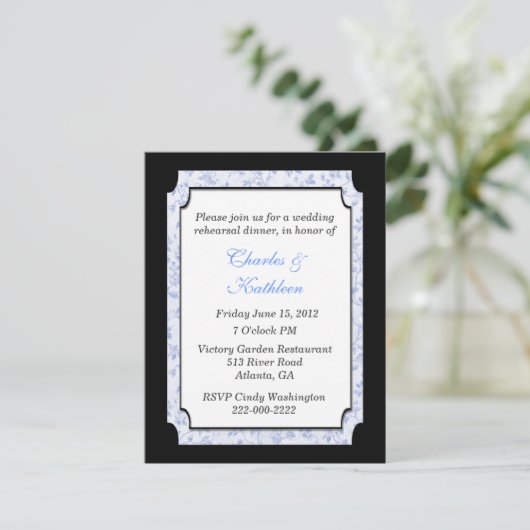 Chic Wedding Probe Dinner Einladung (Stehend Vorderseite)