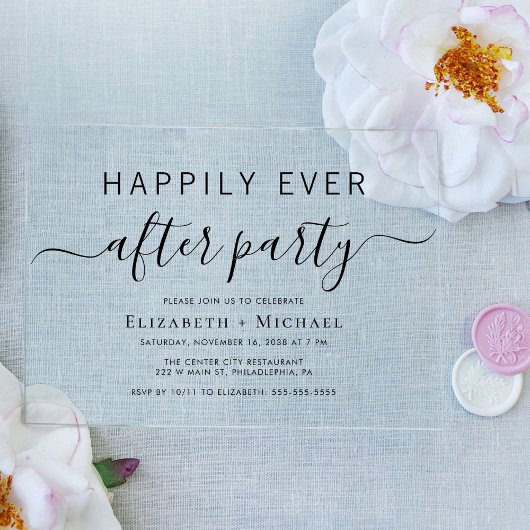 Chic Wedding Reception After Party Acryleinladungen