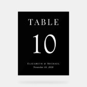 Chic Wedding Reception Black Tischnummer Acrylschild (Vorderseite)