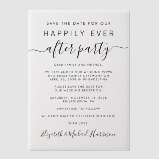 Chic Wedding Reception Save the Date Pergament Einladungen (Vorderseite)