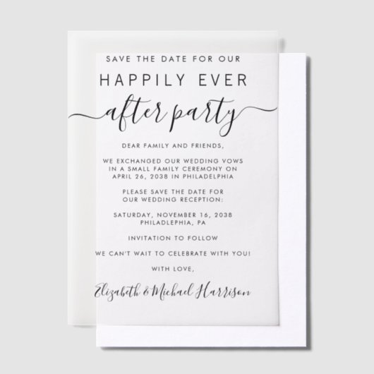 Chic Wedding Reception Save the Date Pergament Einladungen (Versetzt)