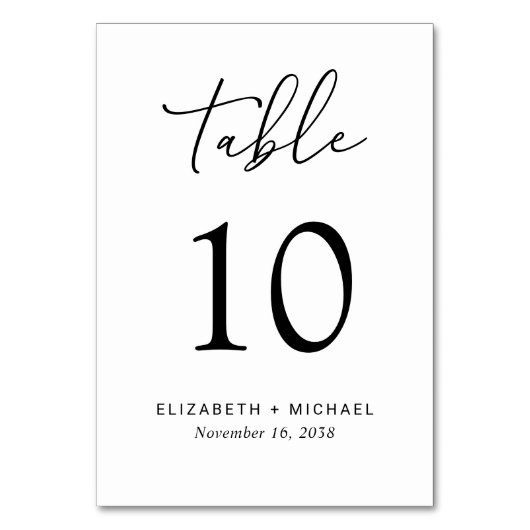 Chic Wedding Reception Tischnummer (Vorderseite)