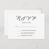 Chic Wedding RSVP Card | Schwarz und Weiß (Vorne/Hinten)