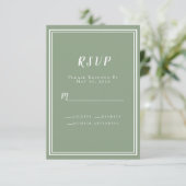 Chic Wedding Sage Green Einfache Moderne Minimalis RSVP Karte (Stehend Vorderseite)