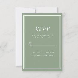 Chic Wedding Sage Green Einfache Moderne Minimalis RSVP Karte