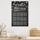 Chic Wedding Seating Chart Mason Jar String Lights Poster (Küche)