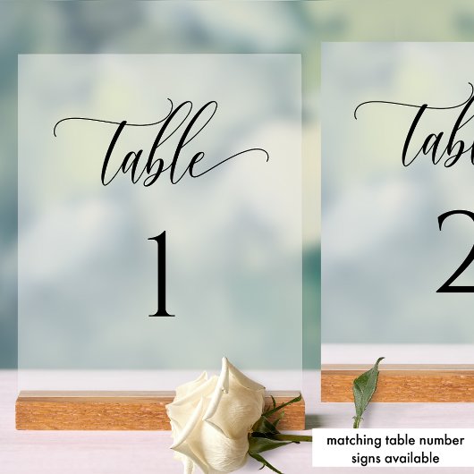 Chic Wedding Table Sitzplan Card Mattierter Stil Acrylschild